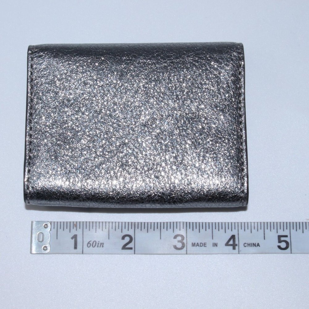 MICHAEL KORS Jet Travel Card Case Wallet MK Metallic Silver Pebble Leather NWOT - Picture 4 of 4